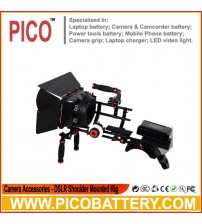 Professional Camera video shoulder support rig with battery pack BY PICO